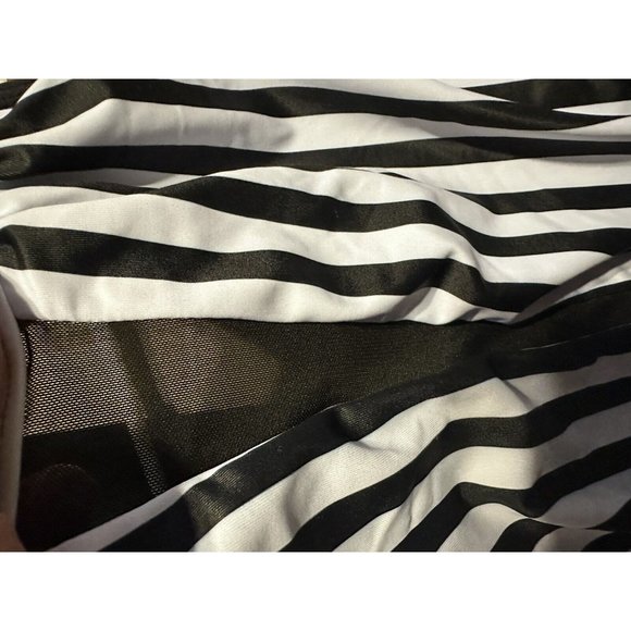 NWT SZ 22W Tempt Me Women One Piece Swimsuit STRIPE Plunge Mesh Ruched - Picture 5 of 9